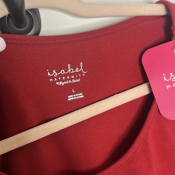 Isabel Maternity 3/4 Sleeve T-Shirt Maternity Dress Red NWT SIZE L - Picture 3 of 4